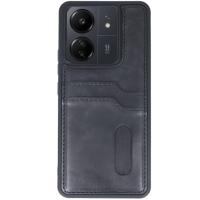 Newface Xiaomi Redmi 13C Kılıf Sara Kartvizitli Deri Kılıf - Siyah