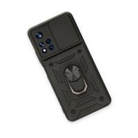 Newface Xiaomi Redmi Note 11T Kılıf Pars Lens Yüzüklü Silikon - Siyah