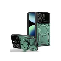 Newface Xiaomi Redmi Note 14 4G Kılıf Joy Lens Standlı Kapak - Koyu Yeşil