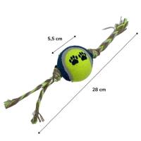 Renkli Halat Ve Tenis Toplu Yumaklı Köpek Çekiştirme Halat Oyuncağı