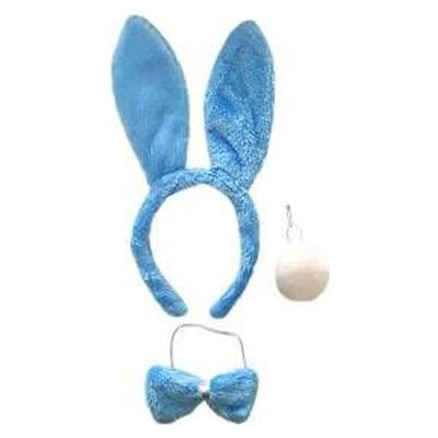 Tavşan Kostüm Seti Taç Papyon Ponpon Kuyruk Mavi