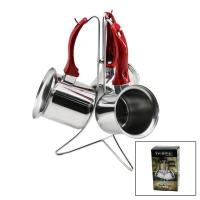 TREND  3LÜ SET   NO-3-4-5  ÇELİK CEZVE  METAL STANDLI   RENKLİ PLASTİK KULPLU