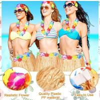 Yetişkin ve Çocuk Uyumlu Saman Renk Hawaii Luau Hula Etek 40 cm 12 Adet