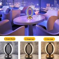 Yuvarlak Model USB Şarjlı Dokunmatik 3Farklı Işık Modlu Masa Üstü Kristal Akrilik Lamba Led