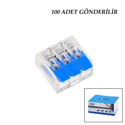 100 ADET 3 LÜ 2X2.5 KABLO GEÇMELİ MANDALLI BUAT KLEMENSİ