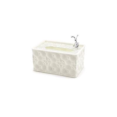 18.4X12.5X9CM BEYAZ YAYLI MASAÜSTÜ DEKORATİF DİKDÖRTGEN PEÇETELİK