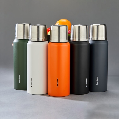 1LT DAĞCI TERMOS RENKLİ ÇİFT CİDARLI PASLANMAZ ÇELİK - SIZDIRMAZ KAPAK = BARDAK