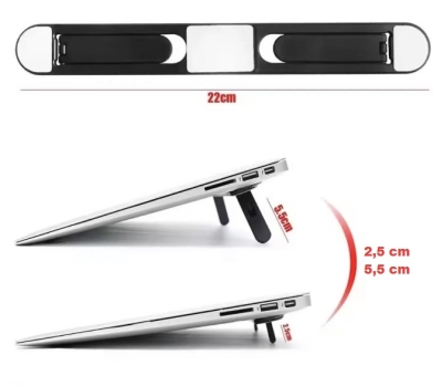 2 Kademeli Katlanabilir ve Yapışkanlı Laptop Standı Siyah
