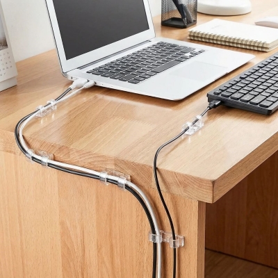 20’li Şeffaf Kablo Tutucu Klips – Kendinden Yapışkanlı Masaüstü Kablo Düzenleyici Aparat