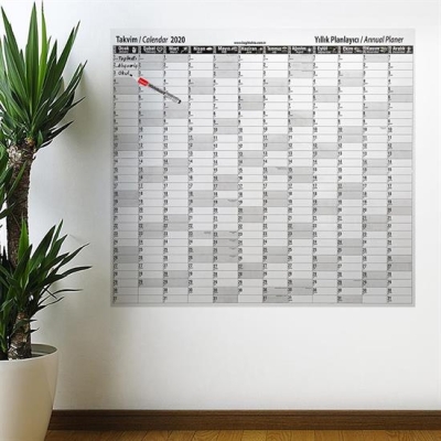 2020 Yıllık Planlayıcı Manyetik Duvar Stickerı Takvim 110x100 cm
