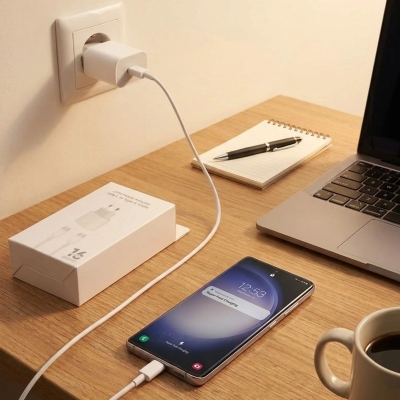 25W Hızlı Şarj Adaptörü USB-C to Type-C Kablolu – PD Destekli, Süper Hızlı Şarj Cihazı