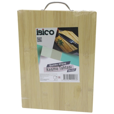 26X36 X 1.7CM LUX AHŞAP BAMBU KESİM PANOSU - KESME TAHTASI METAL KULPLU