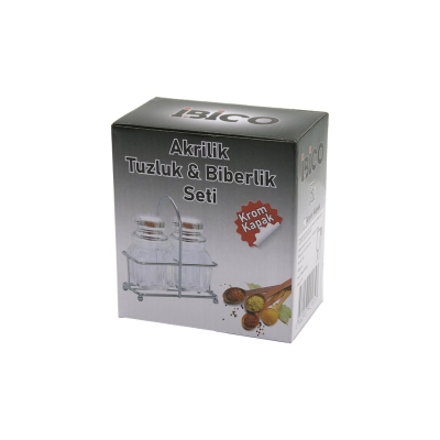 2PCS KROM KAPAK AKRİLİK TUZLUK - BİBERLİK - BAHARATLIK METAL STANDLI KARE - KÖŞELİ