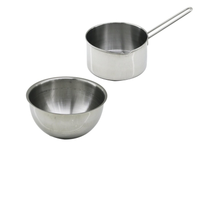2PCS SET PASLANMAZ ÇELİK CHEFF SÜTLÜK - SOSLUK=14CM - DERİN KAP=17CM