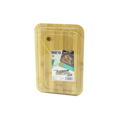 2PCS SETOVAL KENARLI - YUVARLAK DELİKLİ AHŞAP BAMBU KESİM PANOSU - KESME TAHTASI 18X28X1CM--22X32X1CM