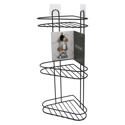 3 KATLI  SİYAH METAL KÖŞE RAFI