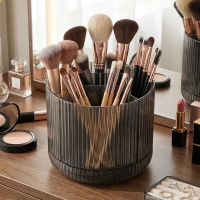 360° Dönebilen Plastik Organizer ? Çok Amaçlı Mutfak, Banyo ve Makyaj Malzemesi Düzenleyici, Döner Masaüstü Stand