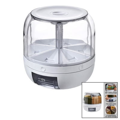 360° DÖNEBİLEN GIDA ORGANİZERİ 6 BÖLMELİ - 6KG. OTOMATİK DÜĞME MUSLUK