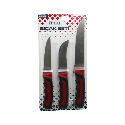 3PCS KURBAN BIÇAK SETİ R-032K--R-320Y--R-0403 KEMİK SIYIRMA - DERİ SOYMA=YÜZME - KURBAN BIÇAK