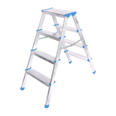 4+4 ÇİFT BASAMAKLI ALÜMİNYUM METAL MERDİVEN YÜKSEKLİK = 92CM BAŞ GENİŞLİK = 8CM