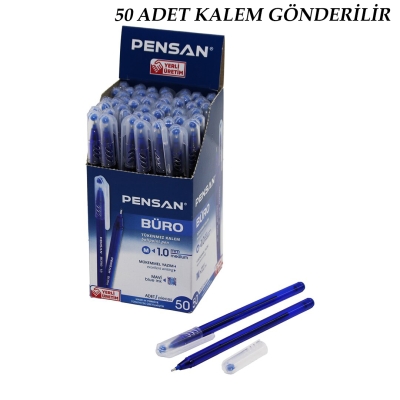 50 ADET PENSAN BÜRO MAVİ TÜKENMEZ KALEM M-MEDİUM - 1.0MM UÇ