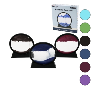 7 İNÇ - 17.5CM RENKLİ SULU CAM KUM SAATİ HAREKETLİ AYNA MODELİ