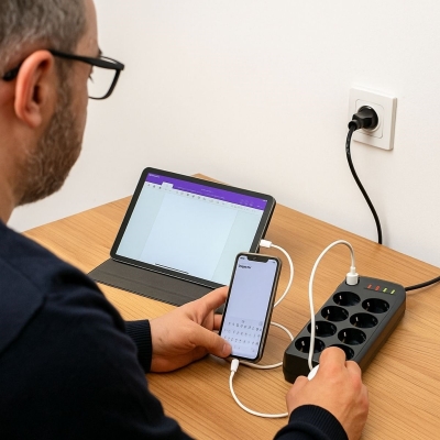 Akım Korumalı Termal Uzatma Kablosu – 8 Priz, 2 USB ve 2 Type-C Girişli, Güçlü Çoklu Priz