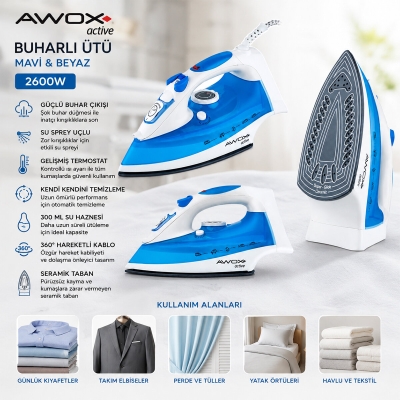 AWOX ACTİVE BUHARLI ÜTÜ 2600 WATT