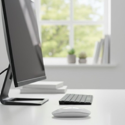 Beyaz Renkli Ergonomik Sessiz Kablosuz Mouse – USB Alıcılı, Ofis ve Oyun İçin Konforlu Bilgisayar Faresi MS6310