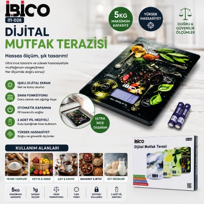 CAM MUTFAK TARTISI TERAZİ LCD EKRAN 5KG/1GR PİLLİ GR/OZ/ML/IB ÖLÇÜM İ11-028