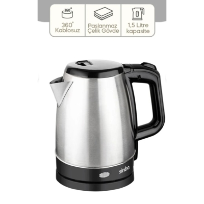 ÇELİK KETTLE 1.7LT GİZLİ REZİSTANS - KABLOSUZ SK-8015