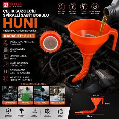 ÇELİK SÜZGEÇLİ SPİRALLİ HUNİ SABİT BORULU 2.2LT