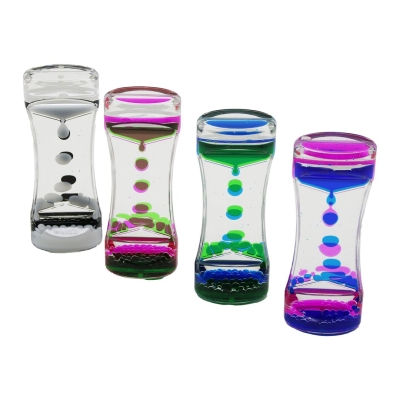 ÇİFT RENK SU ÇİFT KATLI DAR ŞİŞE MODEL  SULU KUM SAATİ MİKA AKRİLİK PLASTİK 13.7 X 5.2 X 3.3CM