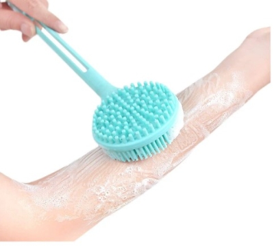 Çift Taraflı Silikon Uzun Saplı  Banyo Fırçası CM-331