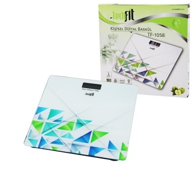 DESENLİ CAM TEMPERLİ DİJİTAL BASKÜL TERAZİ 180KG/100GRLCD EKRAN - SENSÖR