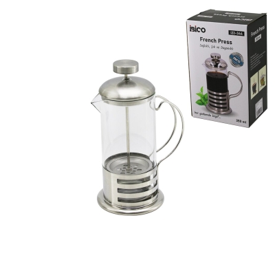 FRENCH PRESS METAL KAFES - METAL KAPAK 350ML CAM BİTKİ SÜZGEÇİ