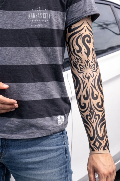 Giyilebilir Kol Dövmesi Çorap Dövme 3D Baskılı Kol Bacak Dövme 2 Adet Model 11