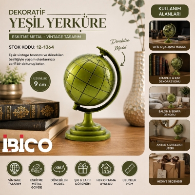 GLOBE KÜÇÜK METAL DÜNYA BİBLOSU - DEKORATİF SÜS EŞYASI