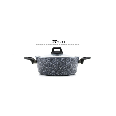 GRİ 7 PARÇA GRANİT TENCERE - TAVA SETİ 20-24CM DERİN - 27CM BASIK CAM KAPAK TENCERE - 26CM TAVA