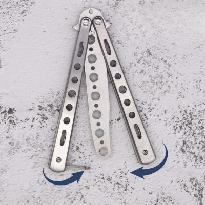 Gri Katlanabilir Paslanmaz Çelik Kelebek Bıçak Tarak Sakal Bıyık Fırçası Profesyonel Saç Kesimi İçin Tarak