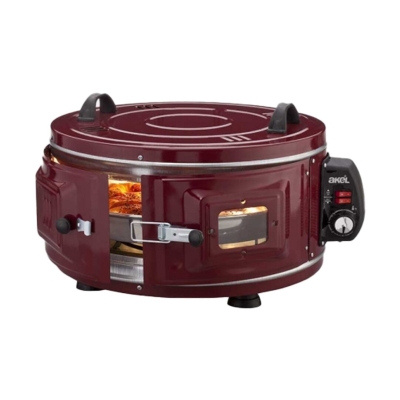 GROSS YUVARLAK DAVUL FIRIN STANDART AYARLANABİLİR TERMOSTAT = 50°C-320°C 1300W - 53CM ALÜMİNYUM TEPSİ ÖN GÖZETLEME CAMI  AF-008B