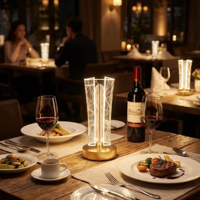 İki Yandan Kavisli Silindirik Geometrik Çizgi Model Kristal LED Masa Lambası ? Dokunmatik, 3 Renk Işık Modlu, Şarjlı Dekoratif Gece Lambası