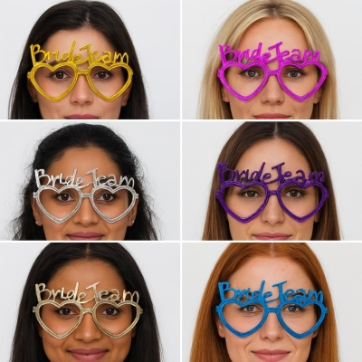 Kalpli Bride Team Gözlük Seti 6 Renk - Kına &amp;amp; Düğün Partileri İçin
