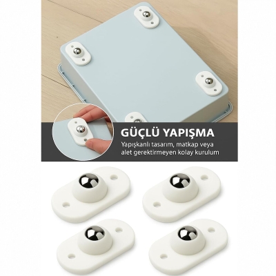 KARTELALI 4PCS TEK BİLYA TEKERLEKLİ MOBİLYA EŞYA TAŞIMA APARATI 360° 8KG TAŞIMA KAPASİTE