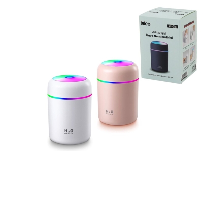 KLASİK 300ML H2O MİNİ USB ŞARJ- IŞIKLI HAVA NEMLENDİRİCİ - BUHAR MAKİNE - KOKU GİDERİCİ HERHANGİ BİR RENK GÖNDERİLİR