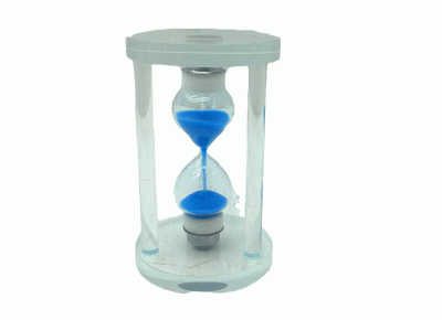 KÜÇÜK CAM KUM SAATİ CAM STANDLI 5 DAKİKA ZAMANLI = ÇAP: 5.8CM-YÜKSEKLİK: 9.8CM