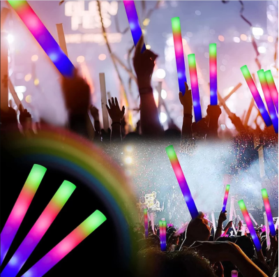 Led Işıklı Rengarenk Sünger Parti Çubuk Işıklı Kauçuk Sopa 46 cm