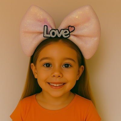 LED Işıklı Love Yazılı Pembe Fiyonk Taç – Kız Çocuk Parti Tacı