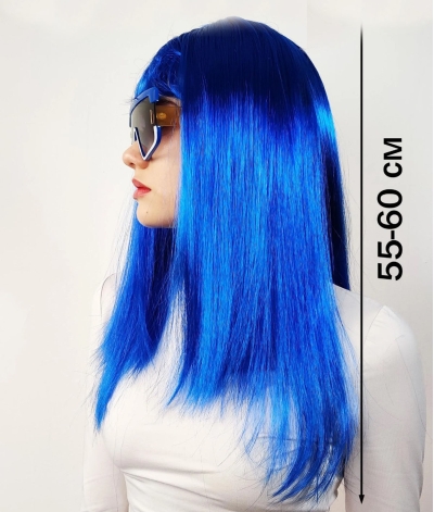 Mavi Renk Uzun Parti Peruğu