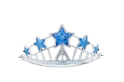 Mavi Yıldız Taşlı Plastik Kraliçe Prenses Elsa Tacı Çocuk Boy